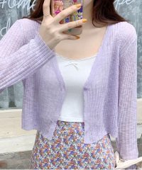 shoppinggo/ショッピングゴー shoppinggo サマーカーディガン 透かし編み Vネックカーディガン トップス 長袖 ショート丈 前開き 透け感 重ね着 かわいい/505458214