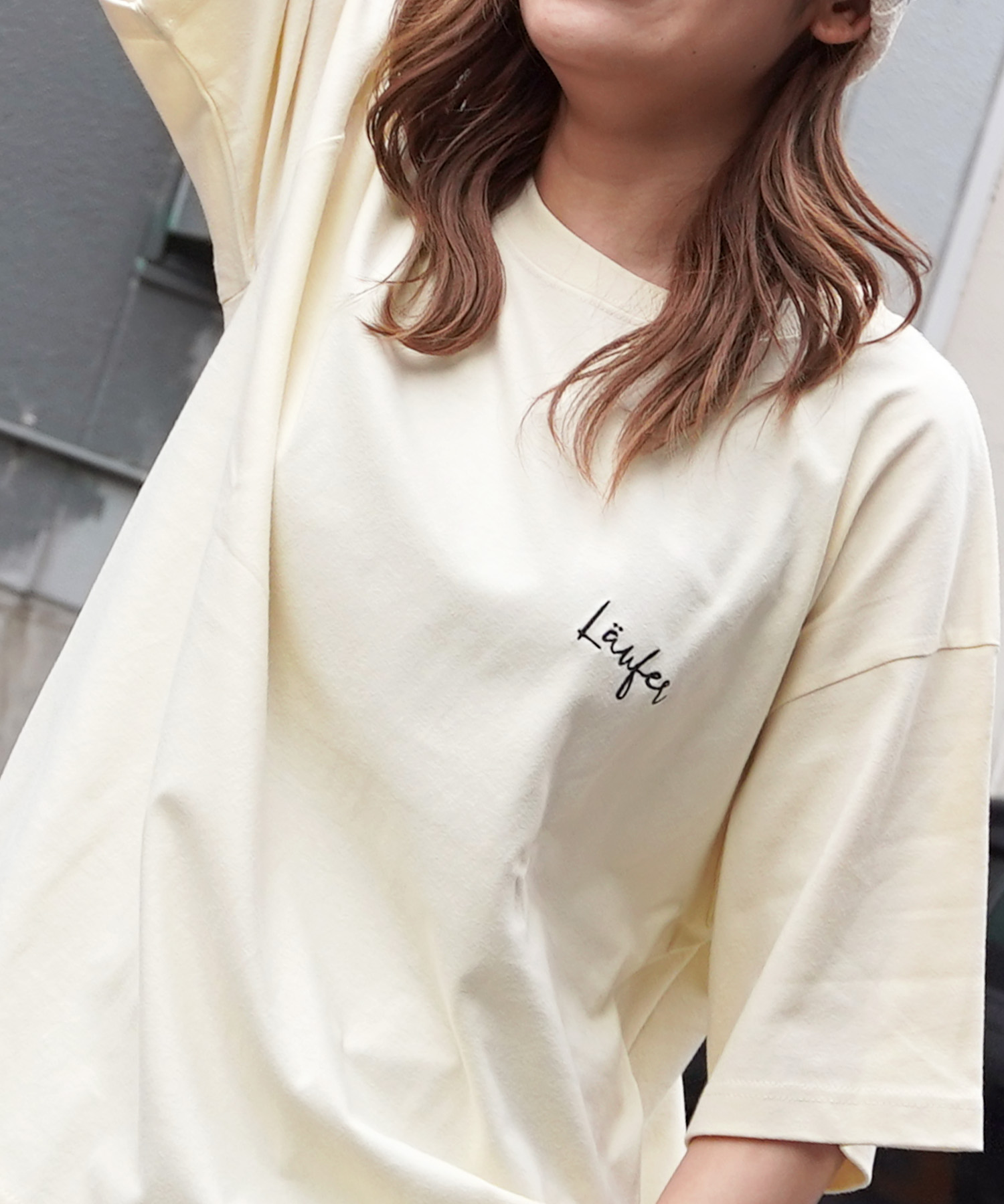セール20%OFF】【 Laufer 胸ワンポイント刺繍 ルーズTシャツ