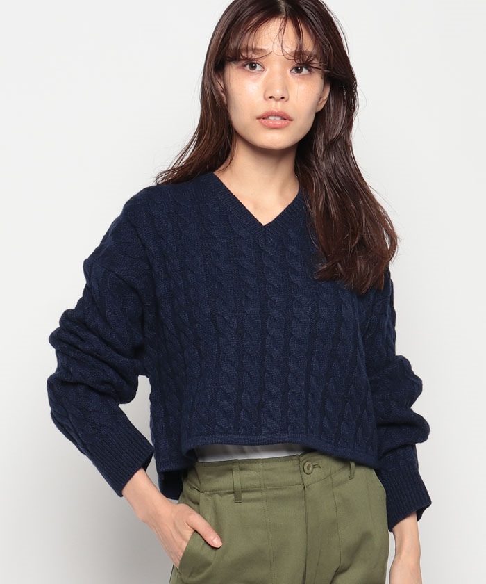 【リーバイスアウトレット】クロップド セーター ネイビー NIGHTWATCH BLUE クーポン】【セール 60%OFF】クロップド セーター ネイビー