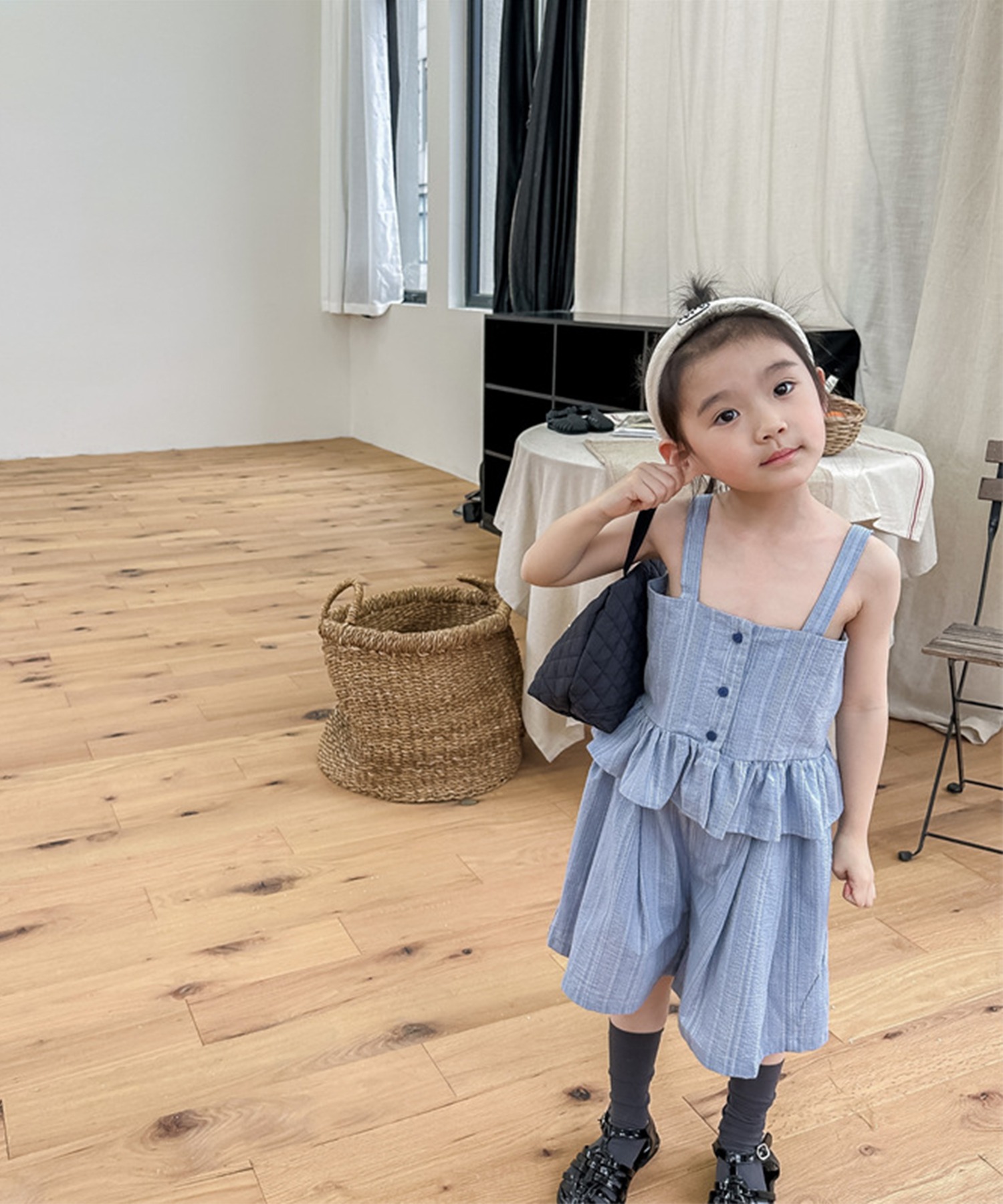 セール】【aimoha－KIDS－】韓国子供服 無地裾フリルキャミソール+