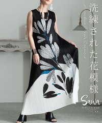 Sawa a la mode/洗練された花模様プリーツロングワンピース/505458485