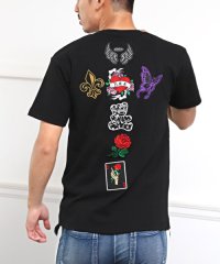 LUXSTYLE/Hollywood rich.&(ハリウッドリッチ)刺繍ワッペンクロス半袖Tシャツ/Tシャツ メンズ 半袖 刺繍 ワッペン モチーフ ハート/505460207