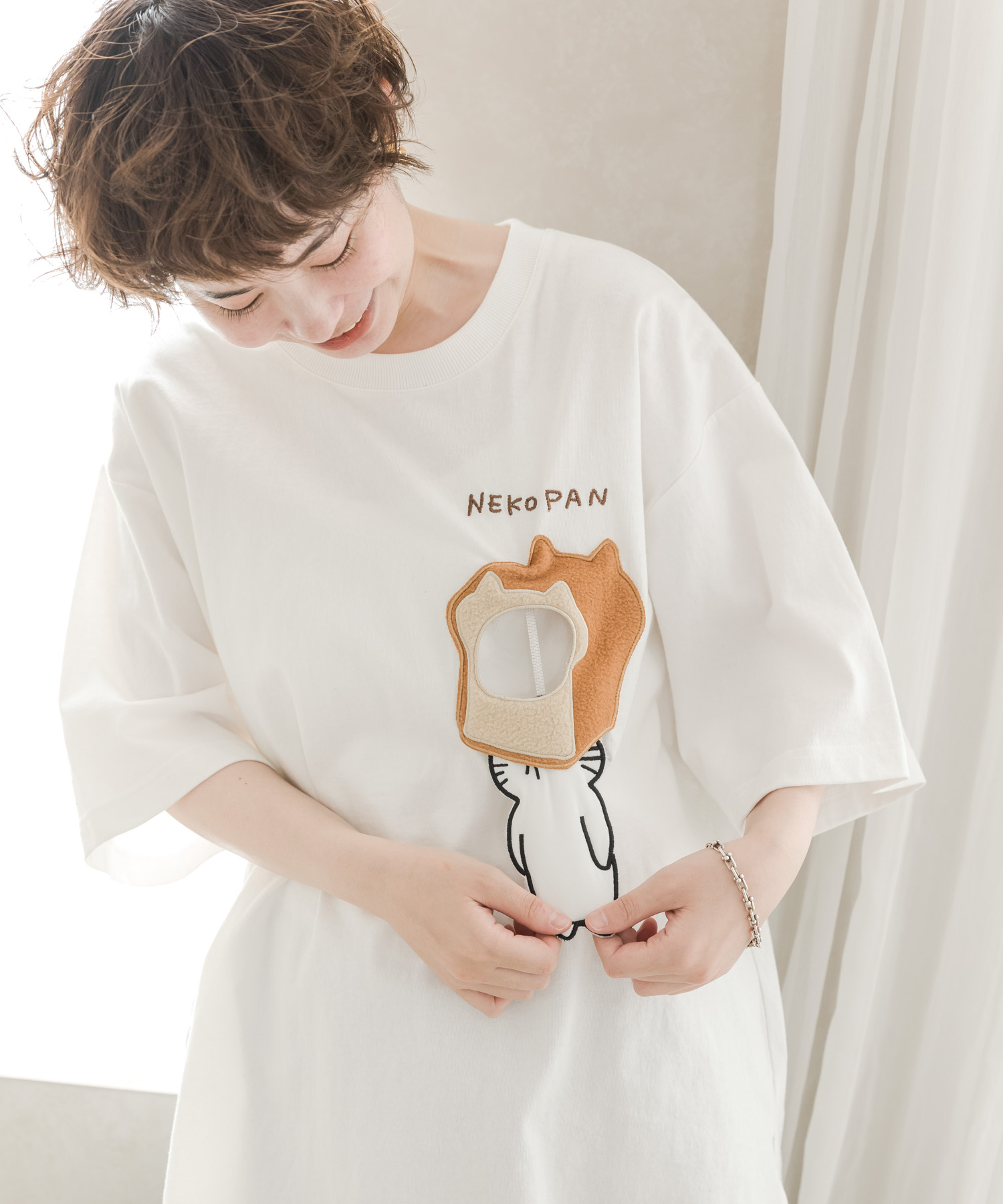 クーポン】【セール 20%OFF】ネコパンギミック刺繍Tシャツ クーポン】【セール 20%OFF】ネコパンギミック刺繍Tシャツ