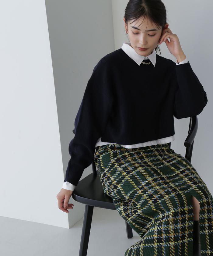 クロップドニット＆シャツセット23AW(505455723) | ナチュラル