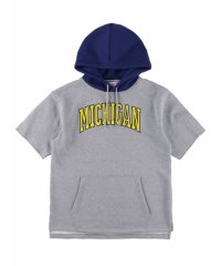 Mitchell & Ness/ミシガン ポストゲーム ショートスリーブ フリースフーディー UNIVERSITY OF MICHIGAN NCAA POSTGAME S/S FLEECE H/505465721