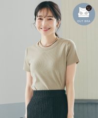 coca/【OUT BRA】カップ付き半袖リブカットソー（外で着られるブラトップス/Tシャツ/カップ付き/カットソー/リブ/クルーネック）/505416781