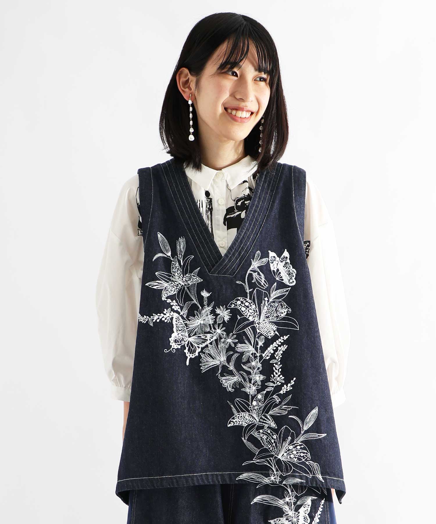 クーポン】【セール 20%OFF】【セットアップ対応商品】花蝶刺繍