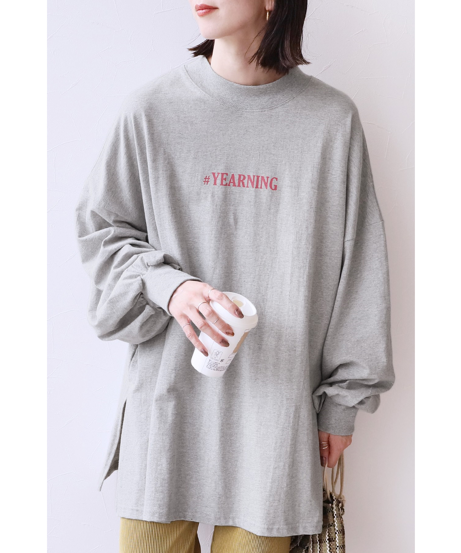 クーポン】【セール5%OFF】モックネックロゴTシャツ(R23205－k