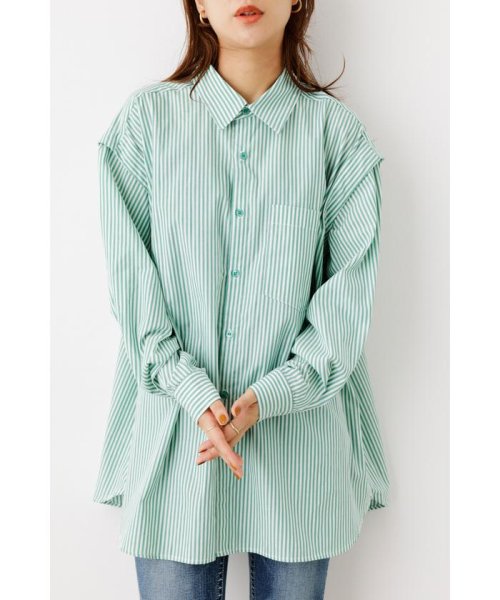 クーポン】2WAY ストライプシャツ(505469715) ロデオクラウンズワイドボウル(RODEO CROWNS WIDE BOWL) d fashion ロデオクラウンの七分丈シャツ RODEO CROWNSのボーダーシャツ