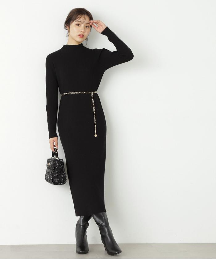 セール 50%OFF】チェーンベルト付ニットワンピース(505469735 セール 50%OFF】チェーンベルト付ニットワンピース(505469735