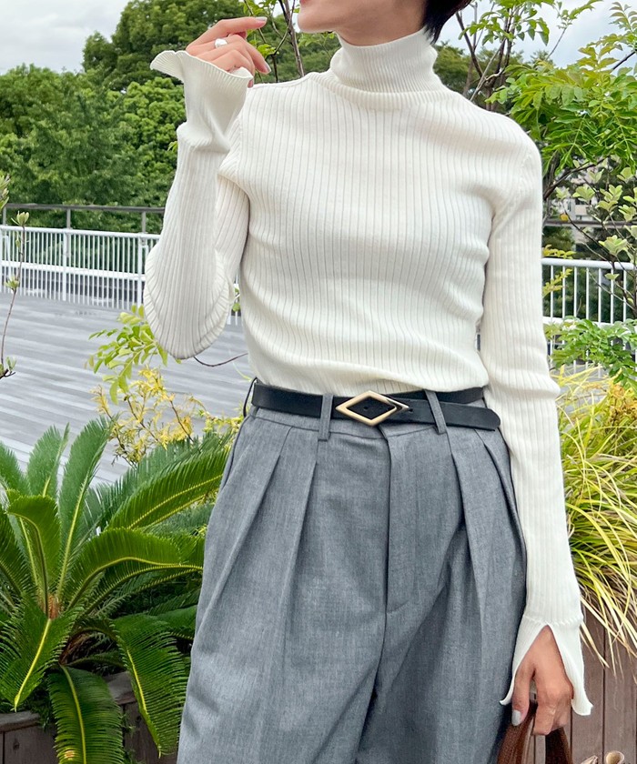 【新品】NOLLEY'S・ウール混ワイドリブタートルネックプルオーバーニット 新品】NOLLEY'S・ウール混ワイドリブタートルネックプル