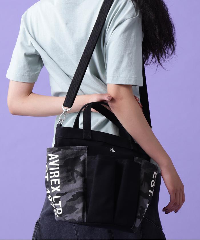 AVIREX ブラック トートバッグ　直営店限定 AVIREX トートバッグ 「直営店限定」EMBROIDERY TOTE BAG / 刺繍