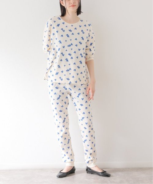 PETIT BATEAU/プチバトー】ハート（ブルー）プリント長袖パジャマ 