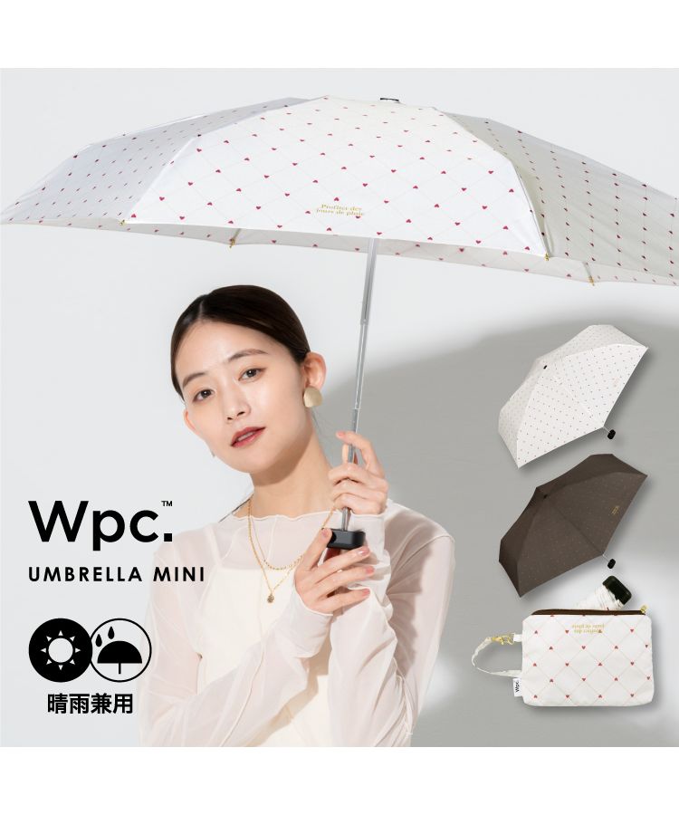 Wpc.公式】雨傘 クロスライン＆ハート ミニ 50cm 晴雨兼用 傘