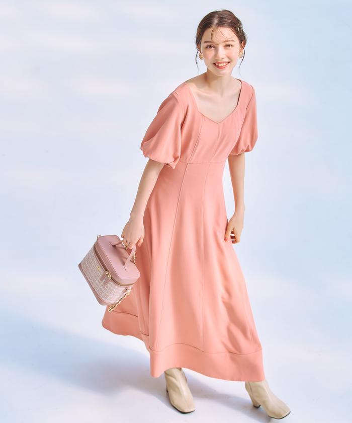 送関込み ★Hobbs London★ ボリューム袖 プリーツ ワンピース セール】配色ステッチボリューム袖ワンピース(505475304