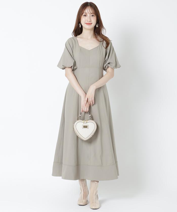 送関込み ★Hobbs London★ ボリューム袖 プリーツ ワンピース セール】配色ステッチボリューム袖ワンピース(505475304
