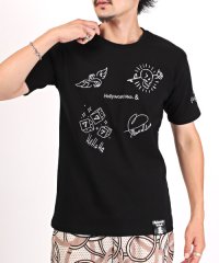 LUXSTYLE/Hollywood rich.&(ハリウッドリッチ)スムース手書き風刺繍半袖Tシャツ/Tシャツ メンズ 半袖 手書き風 刺繍 スムース/505475602