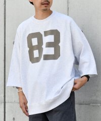 SHIPS any MEN/SCREEN STARS: オーバーサイズ カットオフ ロゴプリント ライト スウェット 8分袖 Tシャツ◇/505476363