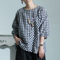 Sawa a la mode/サワアラモード Sawa a la mode ランダムチェック映えるふんわり袖ブラウス/505477999