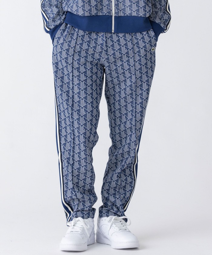 LACOSTE モノグラム トラックパンツ　グリーン 4サイズ(M) ラコステ LACOSTE サイドテーピングモノグラムジャカード