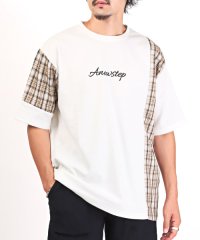 LUXSTYLE/チェック切替半袖Tシャツ/Tシャツ メンズ レディース 半袖 チェック柄 切替 トップス カットソー ロゴ/505480296