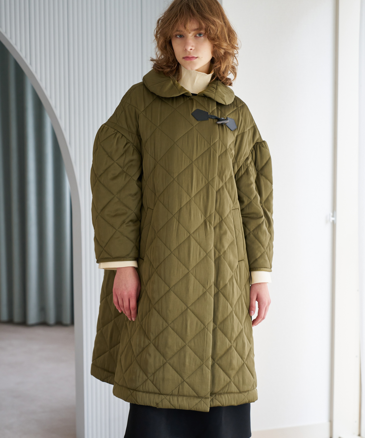 【美品】LANVIN en Blue 山羊革 キルティング ジャケット濃茶38 LANVIN en Bleu キルティングジャケット 36