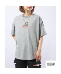  PEANUTS/スヌーピー Tシャツ トップス 半袖 刺繍 ボーダー SNOOPY PEANUTS B－杢グレー  LL/505481098