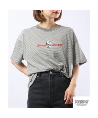  PEANUTS/スヌーピー Tシャツ トップス 半袖 刺繍 ボーダー SNOOPY PEANUTS B－杢グレー  LL/505481098