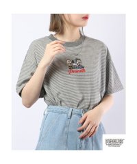  PEANUTS/スヌーピー Tシャツ トップス 半袖 刺繍 ボーダー SNOOPY PEANUTS B－杢グレー  LL/505481098