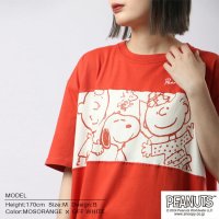  PEANUTS/ピーナッツ PEANUTS スヌーピー チャーリーブラウン サリー Tシャツ BIG トップス 半袖 レディース 切替 プリント SNOOPY PEANUTS/505482033