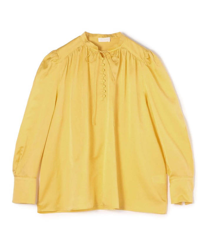 セール 40%OFF】コットンシルクサテン スタンドカラーブラウス