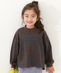 devirock/ガールズ ゆるっとボーダー 長袖Tシャツ 子供服 キッズ 女の子 トップス 長袖Tシャツ ロンT 綿100% 吸汗/505117697