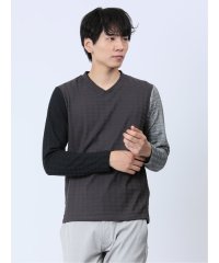 TAKA-Q/リンクスジャガード千鳥 Vネック 長袖 メンズ Tシャツ カットソー カジュアル インナー ビジネス ギフト プレゼント/505484981