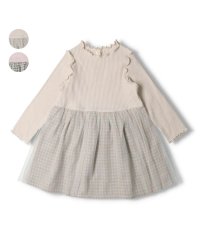 Kids Zoo/【子供服】 kid´s zoo (キッズズー) チェックスカートチュール切替長袖ワンピース 80cm～130cm W60301/505486552