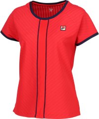 FILA（ZETT Ladies）/【テニス】ストライプジャガード バイアス ラウンドネック Tシャツ レディース/505487144