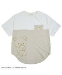 RIRAKKUMA/リラックマ ツートン スリット Tシャツ サンエックス ポケット付き 刺繍 プリント M L/505412990