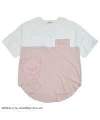 RIRAKKUMA/リラックマ ツートン スリット Tシャツ サンエックス ポケット付き 刺繍 プリント M L/505412990