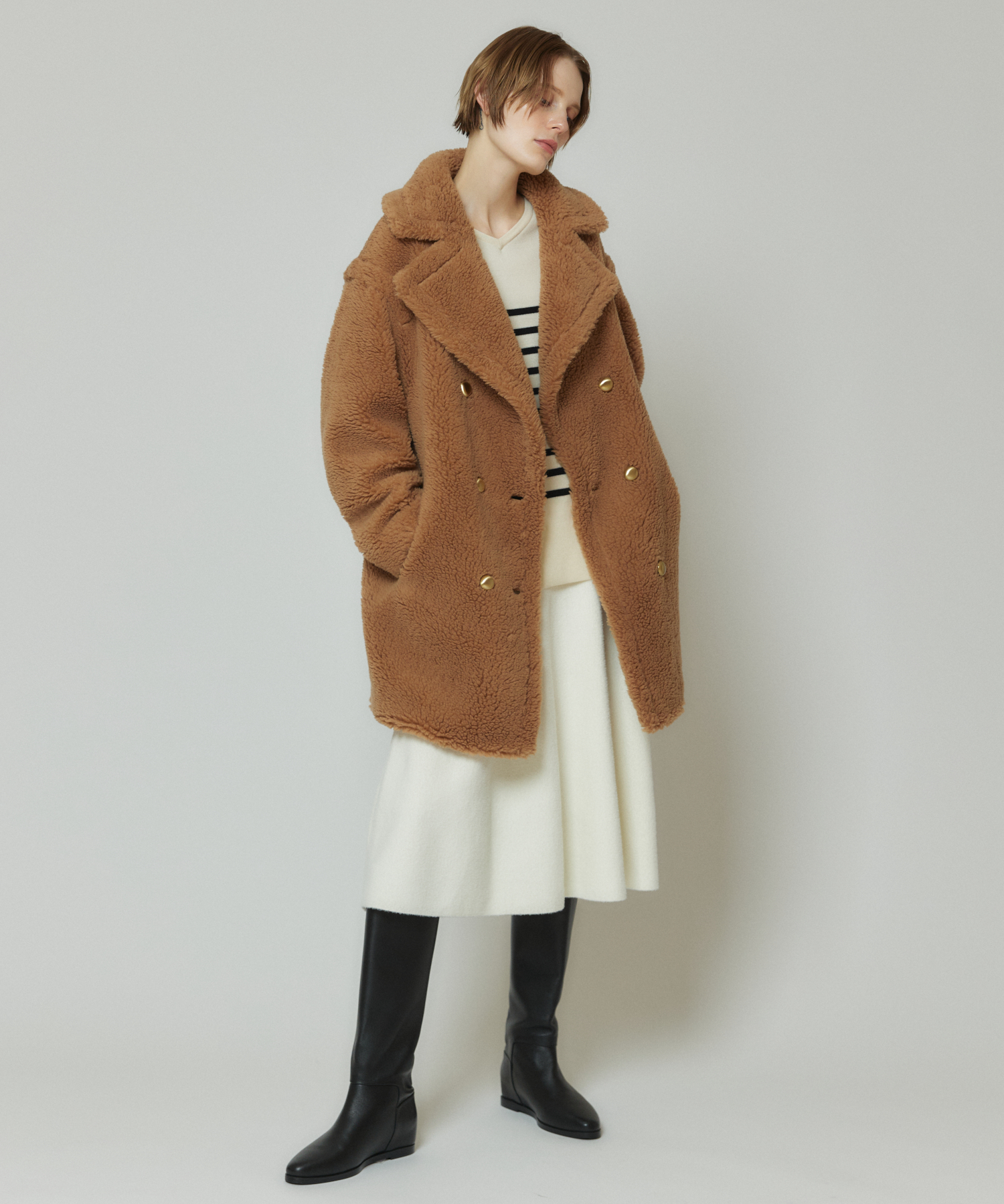 セール 30%OFF】ウールMIXボアピーコート(505469618 セール 30%OFF】ウールMIXボアピーコート(505469618