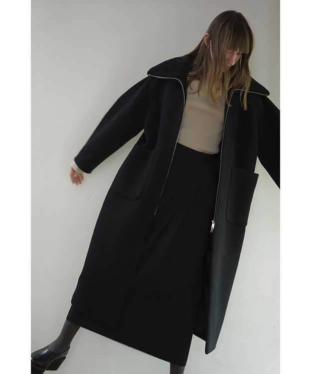 RIB COLLAR WOOL LONG COAT クラネコート セール 40%OFF】RIB COLLAR WOOL LONG COAT(505489468) | クラネ