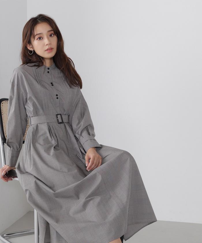 セール】ベルテッドダブルボタンシャツワンピース23AW(505490344 セール】ベルテッドダブルボタンシャツワンピース23AW(505490344