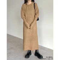 Re:EDIT/[辻元舞さん着用][2023A/W COLLECTION][低身長サイズ有]指穴ボリュームスリーブ畦編みリブニットワンピース/505016107