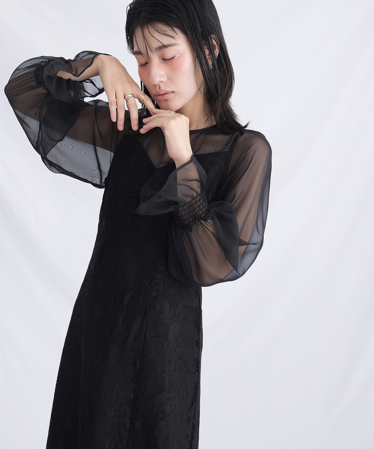 ワンコインSale!!シースル切替ワンピース ワンコインSale!!シースル切替ワンピース