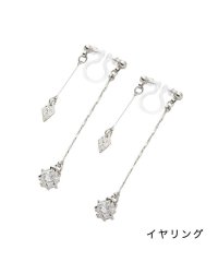 cream dot/ひし形×洗練パヴェのバックキャッチイヤリング/ピアス/505493589