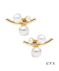 cream dot/3粒パール×カーブメタルのクリップイヤリング/ピアス/505493604