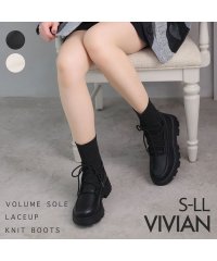 Vivian/厚底レースアップニットブーツ/505496210