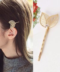 shoppinggo/ヘアピン葉 1点入り キラキラヘアピン ヘア留め ヘアアクセサリー クロスヘアピン 前髪 かわいい ゴールド オシャレ 髪飾り/505497789