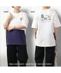 Sanrio characters/サンリオ Sanrio クロミ ビッグシルエット Tシャツ 半袖 ポケット付 BーオフホワイトxLパープル LL/505497804
