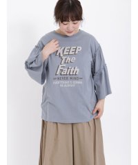 Samansa Mos2/ヴィンテージライク袖フリルロゴTシャツ/505498260