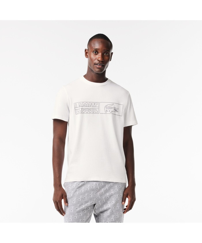 【LACOSTE】オールオーバー ロゴ プリント ラウンジ Tシャツ ♪ コットンジャージロゴプリントラウンジTシャツ(505500520