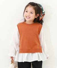 devirock/ベストドッキング風 長袖Tシャツ 子供服 キッズ 女の子 トップス 長袖Tシャツ ロンT 綿100% 吸汗/505132045